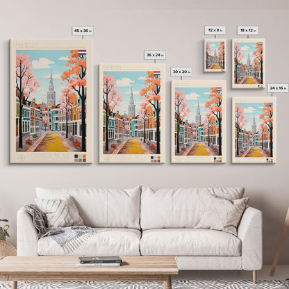 Nijmegen Netherlands Travel Poster Framed Canvas Print, Midcentury Modern Art, Pop Art Wall Decor, Scenic Living Room Art, Bedroom Gift