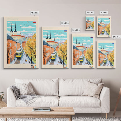 Smolensk Russia Travel Poster Framed Canvas Print, Midcentury Modern Art, Pop Art Wall Decor, Home Decor, Office Art