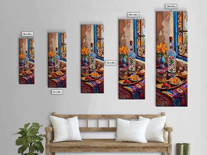 Tuscan Kitchen Wall Art Print Framed on Canvas, Tall Narrow Mediterranean Art, Housewarming Gift, Textured Oil Painting , Modern Art Print