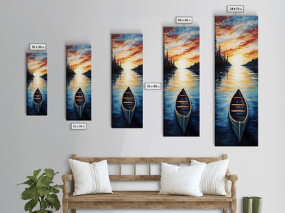 Sunset Canoe Reflection Canvas Print Coastal Landscape Art Nautical Decor Rustic Wall Art Lake Tahoe Art Above Bed Wall Art