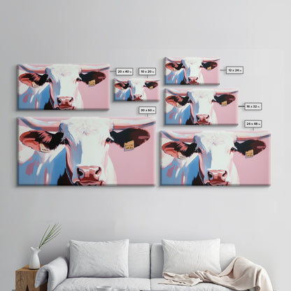 Texas Longhorn, Rustic Wall Art, Bull and Bear Art, Southwest Wall Art, Extra Wide Art, Pink Orange Wall Art, Canvas Print, Farmhouse Art