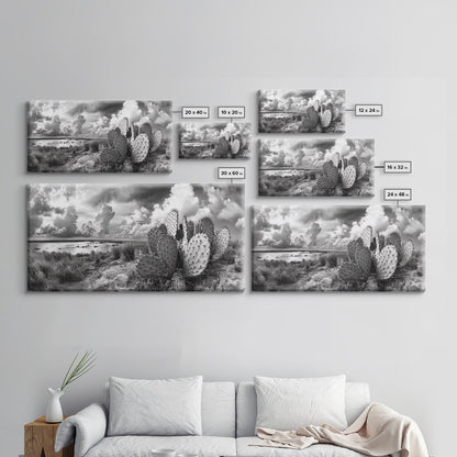 Desert Landscape, Joshua tree art, rustic decor, botanical prints, scenic view, panoramic art, southwest wall art, Canvas Print