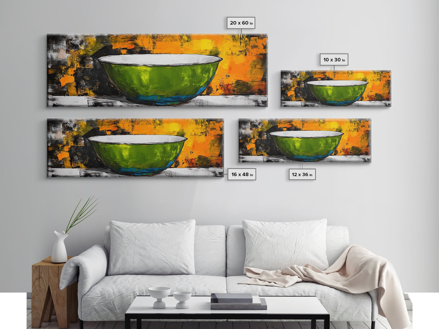 Abstract Bowl, food review kitchen art, wabi sabi art, green wall art, rustic wall art, modern decor, Framed Canvas Print, therapy art