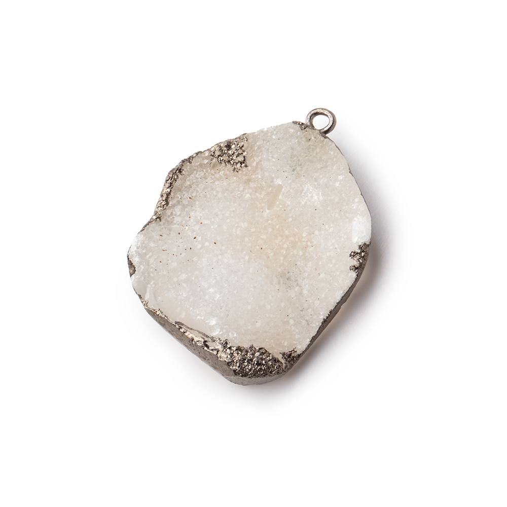 28x22mm Black Gold Leaf Edged White Drusy Focal Pendant 1 piece