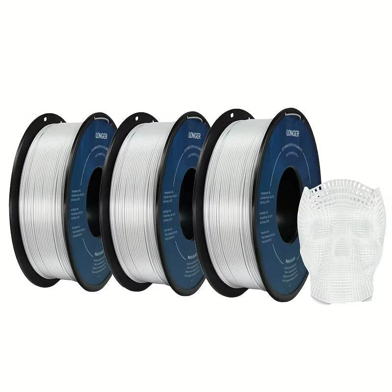 Premium 3KG PLA 3D Printing Filament Set - 1KG Light Gold, 1KG Silver, 1KG Yellow, 1.75mm Diameter