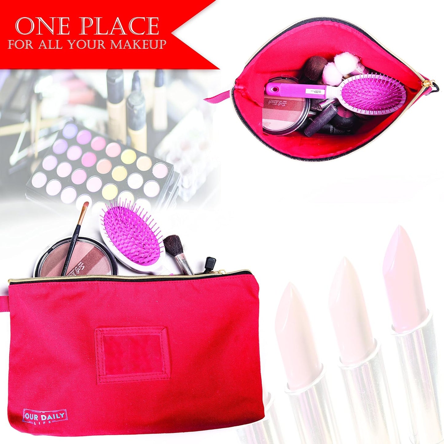 Canvas Zipper Tool Bags - 16Oz Heavy Duty Utility Canvas Tool Pouch with Zipper - Water Resistant 13.7"X8.5" Spacious Storage - 4 Pack Canvas Tool Bag Organizer Set - Tools, Cosmetics, Art and More.