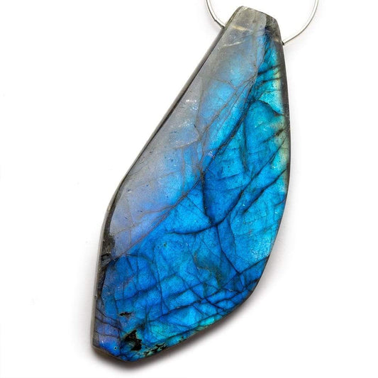 73x32x6mm Neon Blue Labradorite fancy shape focal bead 1 piece AAA