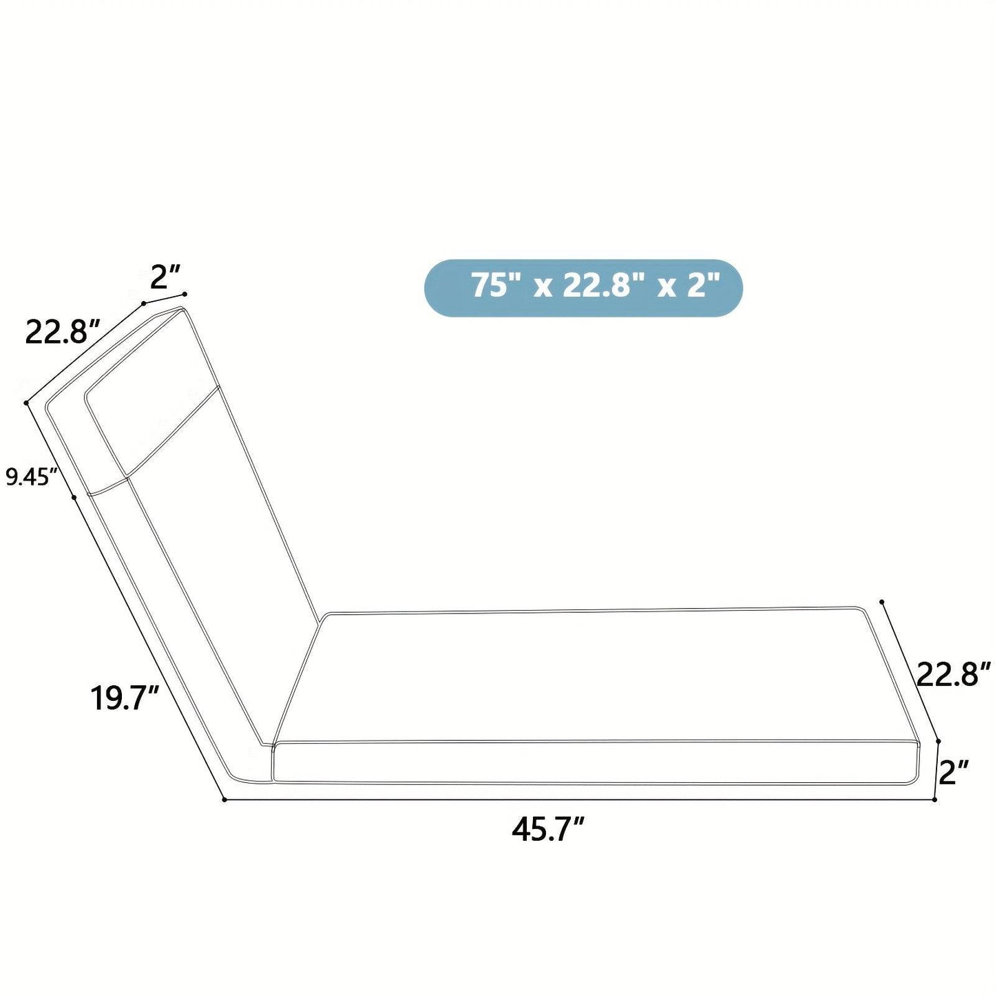 2PCS Patio Lounge Chair Cushions w/ Ties for Outdoor Comfort