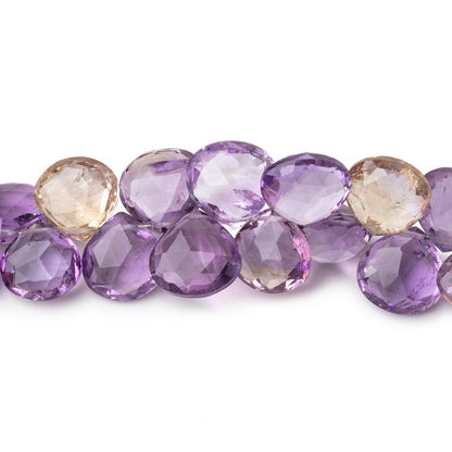 7.5-10mm Ametrine Faceted Heart Beads 8 inch 50 pieces