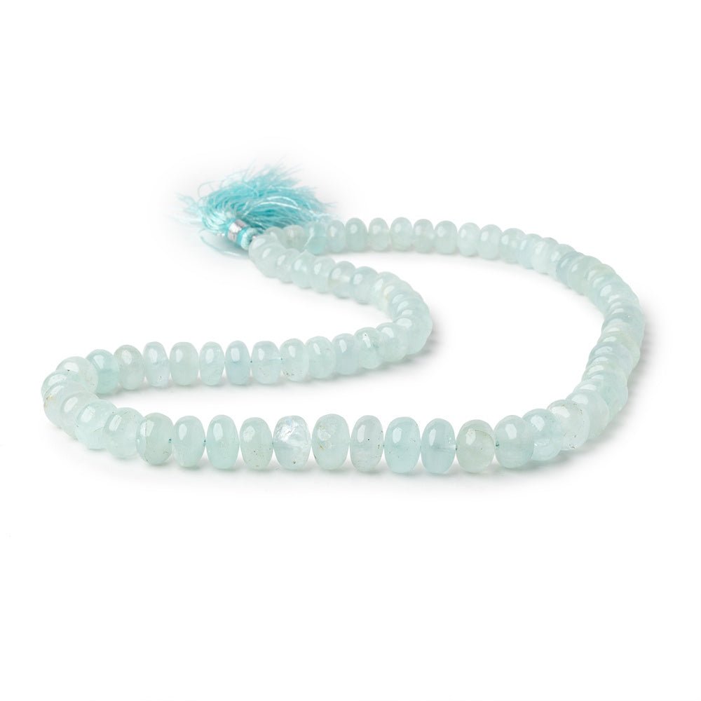 7.5-11mm Aquamarine Plain Rondelle Beads 18 inch 75 pieces