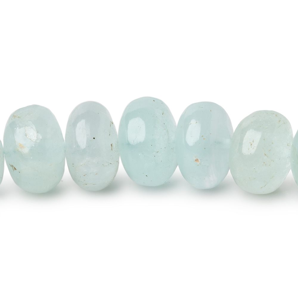 7.5-11mm Aquamarine Plain Rondelle Beads 18 inch 75 pieces
