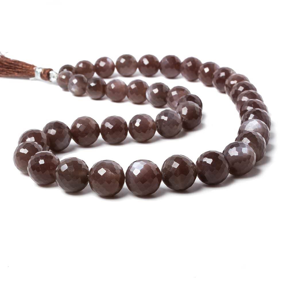 7.5-12.5mm Chocolate Moonstone faceted round beads 16 inch 39 pieces