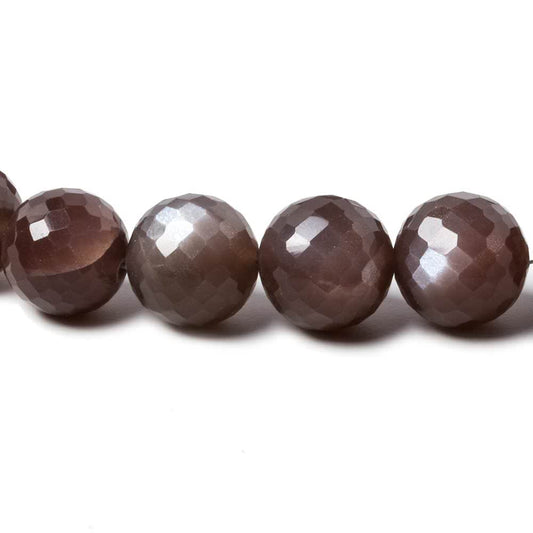 7.5-12.5mm Chocolate Moonstone faceted round beads 16 inch 39 pieces