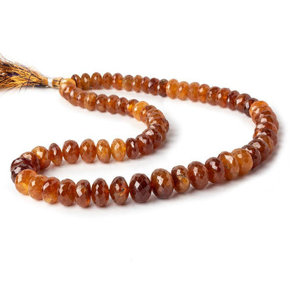 7.5-12mm Mandarin Garnet Faceted Rondelle Beads 16 inch 71 pieces A