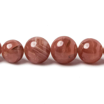 7.5-12mm Rhodochrosite Plain Round Beads 16 inch 45 pieces AAA