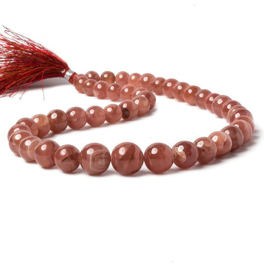 7.5-12mm Rhodochrosite Plain Round Beads 16 inch 45 pieces AAA