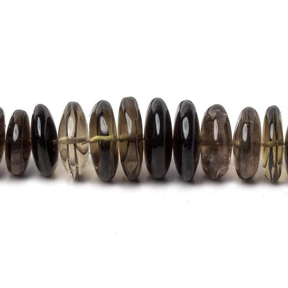 7.5-12mm Shaded Smoky Quartz plain rondelle beads 16 inch 112 pieces AA