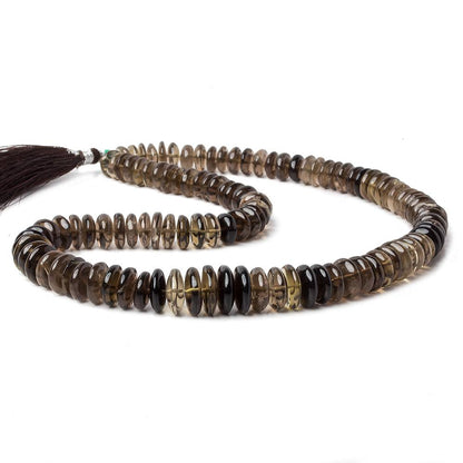 7.5-12mm Shaded Smoky Quartz plain rondelle beads 16 inch 112 pieces AA