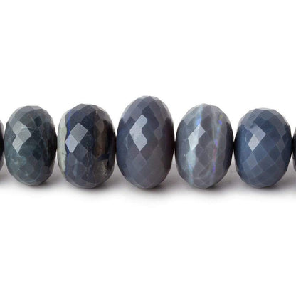 7.5-13.5mm Blue Grey Australian Opal faceted rondelle beads 18 inch 71 pieces