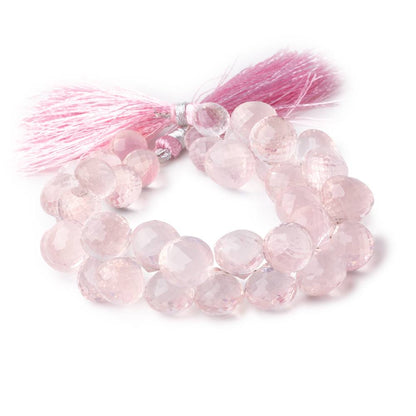 7.5-13.5mm Rose Quartz Faceted Candy Kiss Beads 7.5 inch 41 pieces AAA