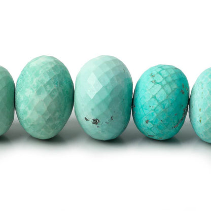 7.5-15.5mm Matte Turquoise faceted rondelles 8 inch 24 beads