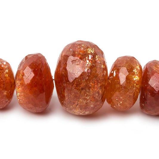 7.5-17mm Sunstone faceted rondelle beads 16 inch 71 pieces AA