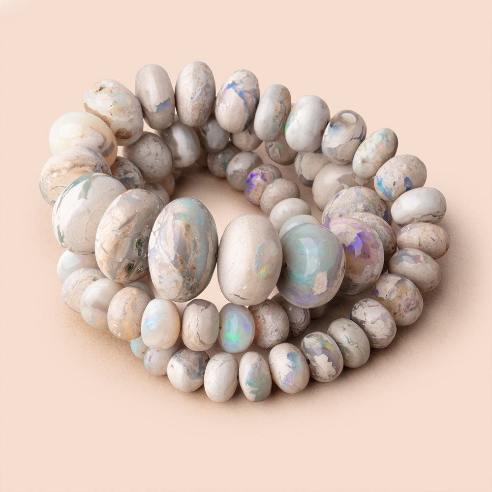 7.5-18mm Australian Opal Plain Rondelle Beads 18 inch 70 pieces AA