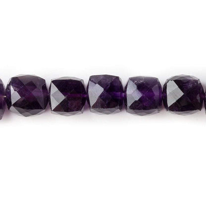 7.5-8.5mm Amethyst faceted cubes 8 inch 24 beads A grade