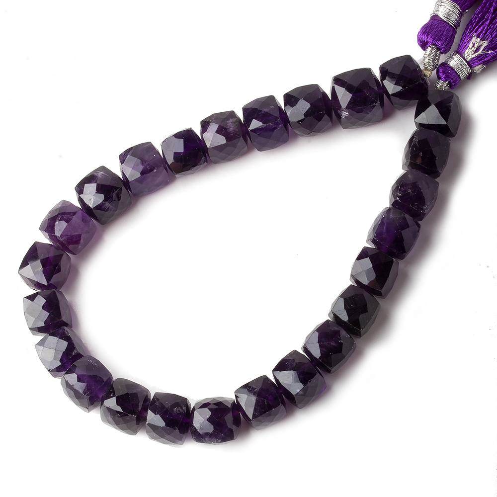 7.5-8.5mm Amethyst faceted cubes 8 inch 24 beads A grade
