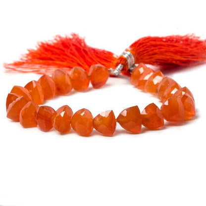 7.5-8.5mm Carnelian straight drilled trillion beads 6.5 inch 23 pieces