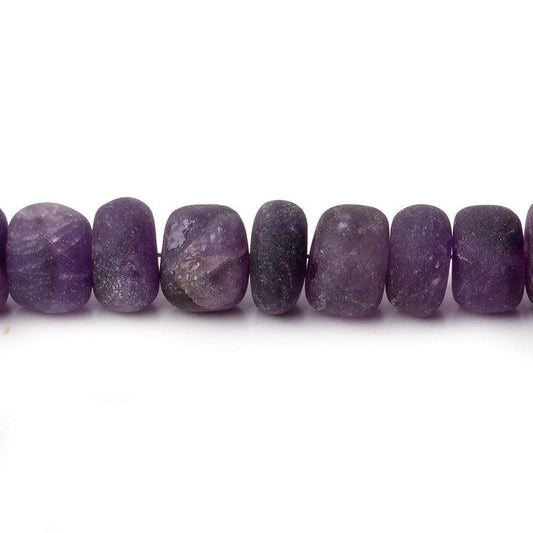 7.5-8.5mm Matte Amethyst plain rondelles 7.5 inch 38 beads A