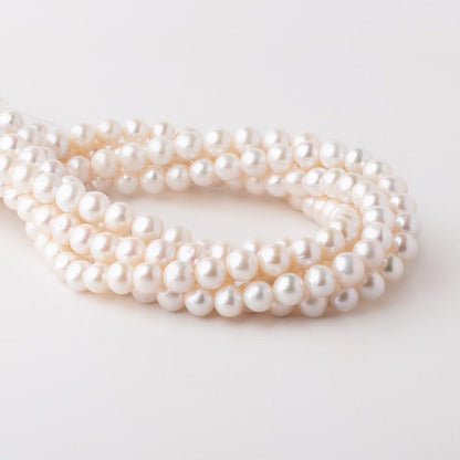 7.5-8.5mm Off White Chinese Akoya Saltwater Pearls 16 inch 53 pieces AA