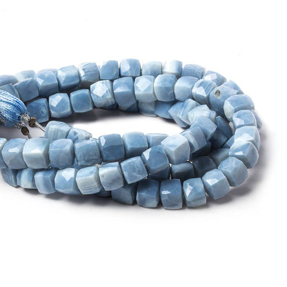 7.5-8.5mm Owyhee Denim Blue Opal faceted Cubes 8 inch 25 Beads