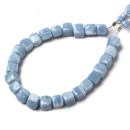 7.5-8.5mm Owyhee Denim Blue Opal faceted Cubes 8 inch 25 Beads