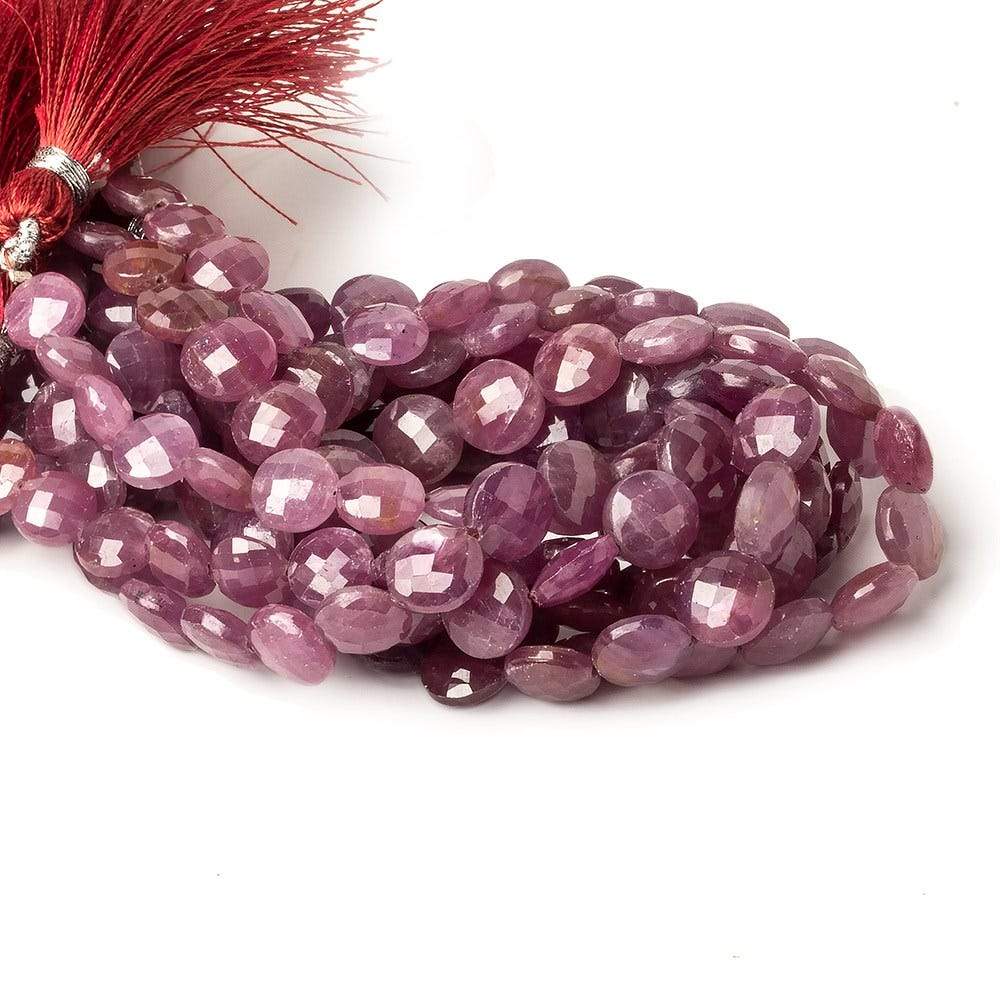 7.5-8.5mm Ruby Faceted Coin Beads 8 inch 20 pieces