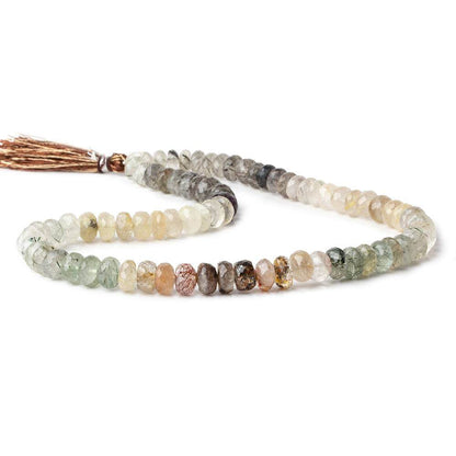 7.5-8.5mm Sagenetic Quartz Faceted Rondelle 16 inch 80 beads