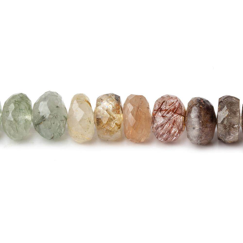 7.5-8.5mm Sagenetic Quartz Faceted Rondelle 16 inch 80 beads