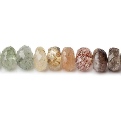 7.5-8.5mm Sagenetic Quartz Faceted Rondelle 16 inch 80 beads