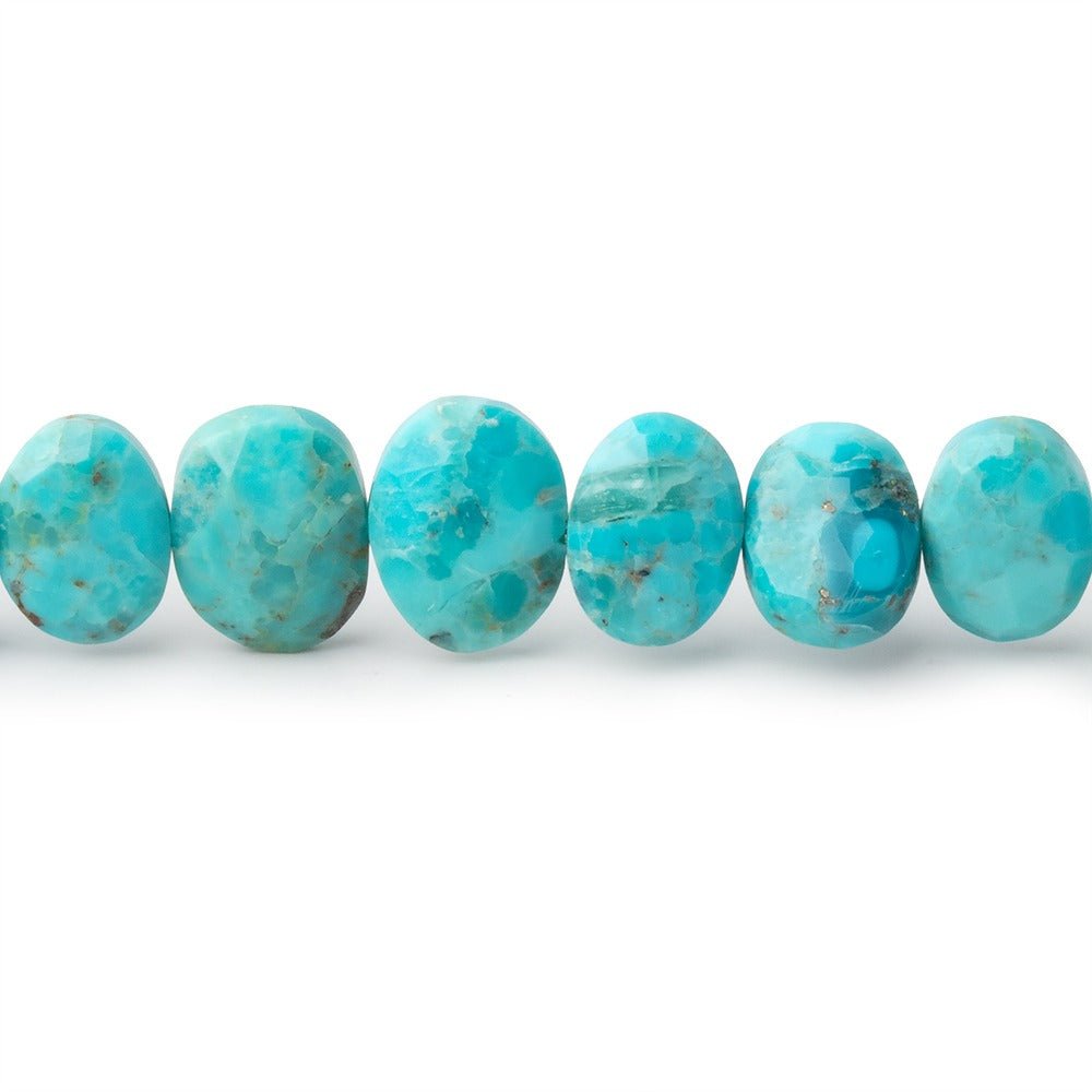 7.5-8.5mm Sleeping Beauty Turquoise Faceted Side Drill Ovals 8 inch 34 Beads