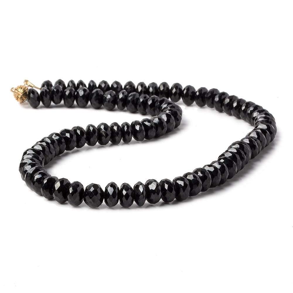 7.5-8mm Black Spinel faceted rondelle Necklace with 14kt Gold Clasp 16 inch AA