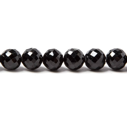 7mm Black Spinel faceted round beads 16 inch 60 pieces A
