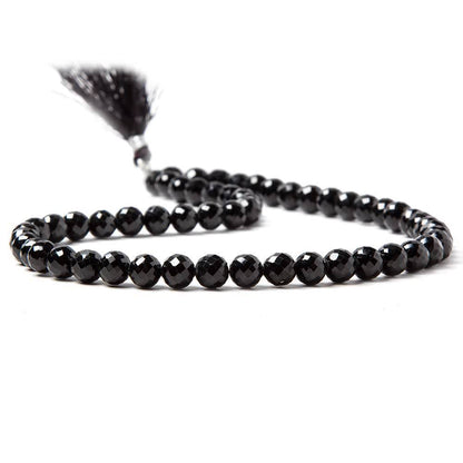 7mm Black Spinel faceted round beads 16 inch 60 pieces A