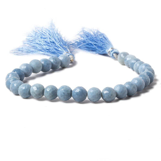 7.5-8mm Denim Blue Opal faceted round beads 8 inch 27 pieces