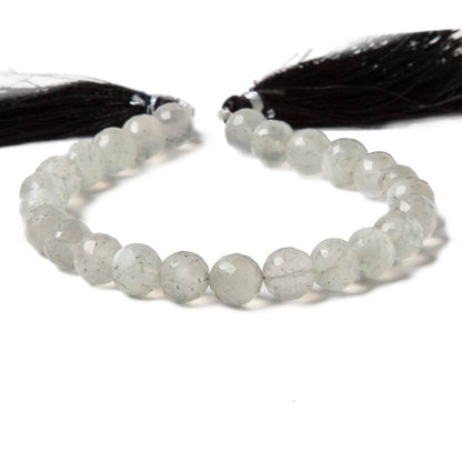 7.5-8mm Light Grey Moonstone faceted rounds 8 inch 25 Beads