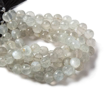 7.5-8mm Light Grey Moonstone faceted rounds 8 inch 25 Beads