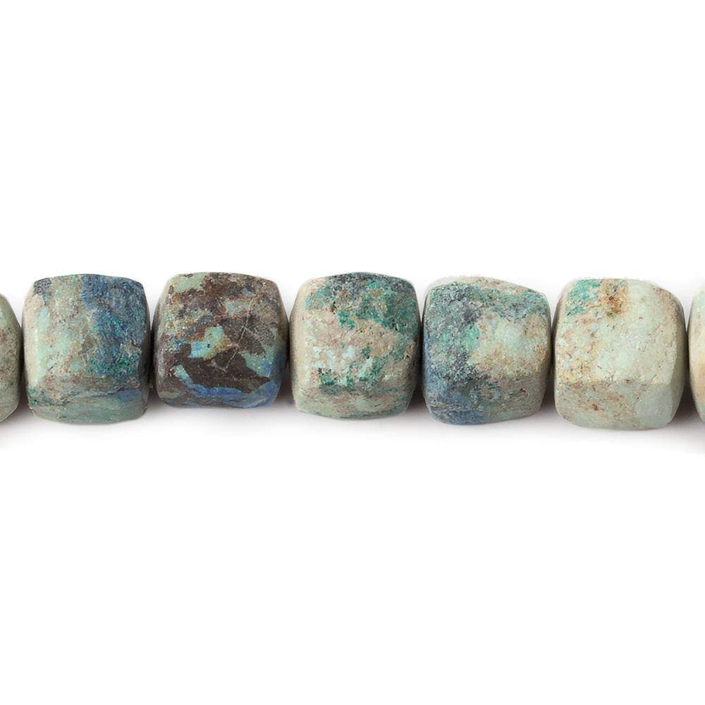 7.5-8mm Matte Chrysocolla plain cube beads 7.5 inch 23 pieces