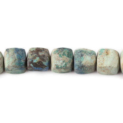 7.5-8mm Matte Chrysocolla plain cube beads 7.5 inch 23 pieces
