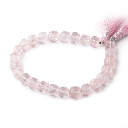 7.5-8mm Rose Quartz faceted cube beads 8 inch 25 pieces