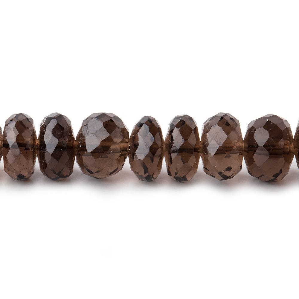 7.5-8mm Smoky Quartz Faceted Rondelle Beads 13.5 inch 64 pieces