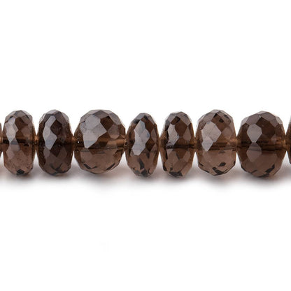 7.5-8mm Smoky Quartz Faceted Rondelle Beads 13.5 inch 64 pieces
